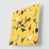 Horloge Carrée Poulet (Angle)