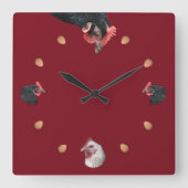 Horloge Carrée Poulets et oeufs (Recto)