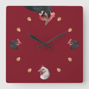 Horloge Carrée Poulets et oeufs