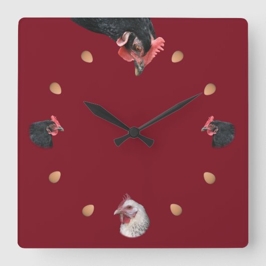 Horloge Carrée Poulets et oeufs (Recto)