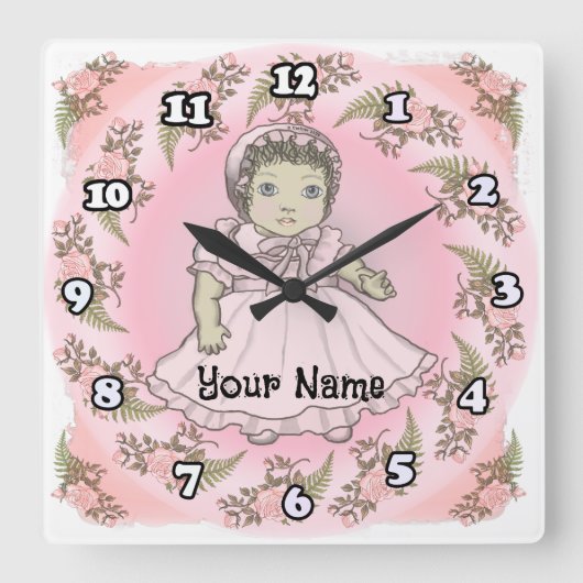 Horloge Carrée Poupée Bébé Fille (Recto)