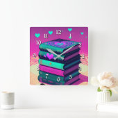 Horloge Carrée Pour l'amour des livres (Maison)