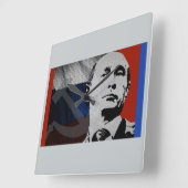 Horloge Carrée Poutine avec drapeau russe (Angle)