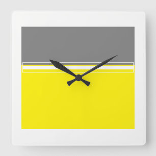 Horloge Carrée Power of yellow and grey square Wall Clock
