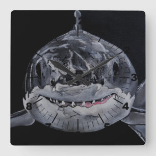 Horloge Carrée Prédateur de la mer Peinture d'Alfred Fox