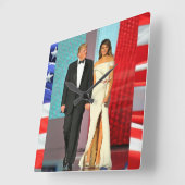 Horloge Carrée Premiers couples Donald et boule de liberté (Angle)