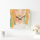 Horloge Carrée Prenez le temps de sentir les fleurs (Maison)