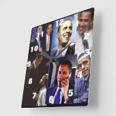 HORLOGE CARRÉE PRÉSIDENT AMÉRICAIN BARACK OBAMA (Angle)
