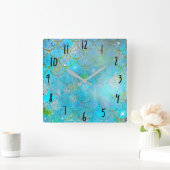 Horloge Carrée Pretty Iridescent Blue Shimmer Mermaid Scales (Maison)