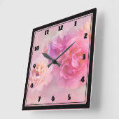 Horloge Carrée Pretty Pink Carnations Stylish (Angle)