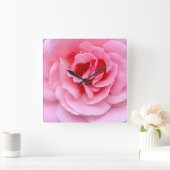 Horloge Carrée Pretty pink rose (Maison)