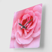 Horloge Carrée Pretty pink rose (Angle)