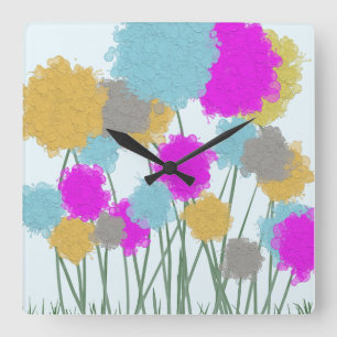Horloge Carrée Pretty Wildflowers