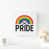 Horloge Carrée Pride arc-en-ciel (Maison)