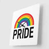 Horloge Carrée Pride arc-en-ciel (Angle)