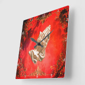 HORLOGE CARRÉE PRIER LES MAINS (Angle)