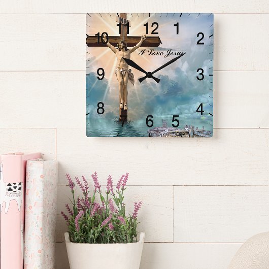 Horloge Carrée Prière Christian Jésus