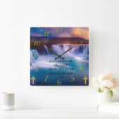 Horloge Carrée Prière de la foi chrétienne d'or Jean 3:16 (Maison)