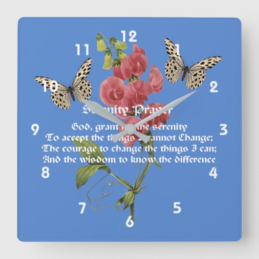 Horloge Carrée Prière Et Papillon Sérénité (Recto)