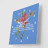 Horloge Carrée Prière Et Papillon Sérénité (Angle)