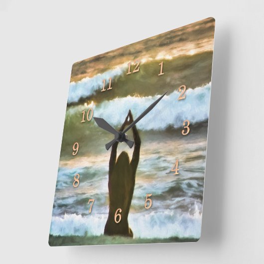 HORLOGE CARRÉE PRIÈRES DE SURFER (Angle)