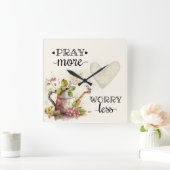 Horloge Carrée Priez Plus Inquiète Moins Inspirationnelle Citatio (Maison)