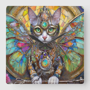 Horloge Carrée Prince Kitty Chat de la Brigade de l'Aile de Papil