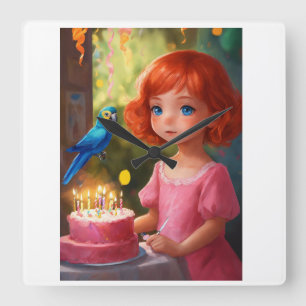 Horloge Carrée Princesse Anniversaire Magie