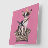 Horloge Carrée Princesse de chiwawa (Angle)