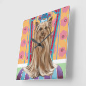 Horloge Carrée Princesse de la Couronne Yorkie (Angle)
