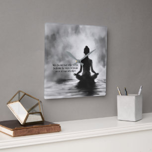 Horloge Carrée Professeur de méditation de yoga Pose du lotus Pei