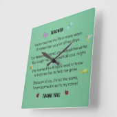 Horloge Carrée Professeur, vous avez touché ma vie… (Angle)