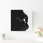 Horloge Carrée Profil Cat (Maison)