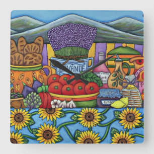 Horloge Carrée Provence Délices Mur Carré Horloge, Lisa Lorenz