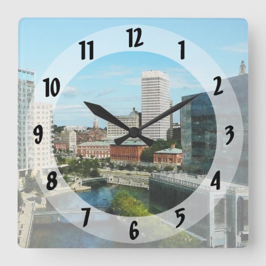Horloge Carrée Providence RI Skyline (Recto)