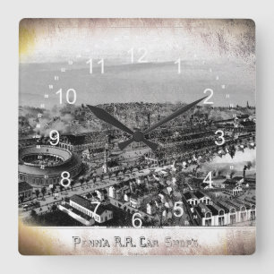 Horloge Carrée PRR Altoona fait des emplettes l'horloge murale