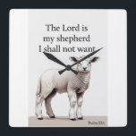 Horloge Carrée Psalm 23:1 Christian Lamb Wall Clock<br><div class="desc">Psalm 23:1
“The Lord is my shepherd; I shall not want.”</div>