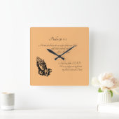 Horloge Carrée Psaume 91:1-2 Orange (Maison)