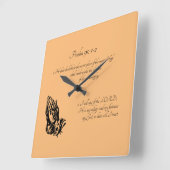 Horloge Carrée Psaume 91:1-2 Orange (Angle)