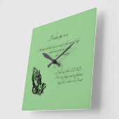 Horloge Carrée Psaume 91:1-2 Vert (Angle)