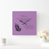 Horloge Carrée Psaume 91:1-2 Violet (Maison)