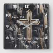 Horloge Carrée Psaume en bois sculpté 23:1 (Recto)