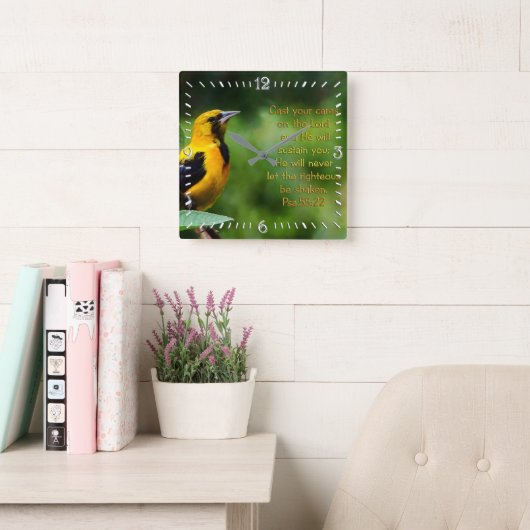 Horloge Carrée Psaumes 55:22 Inspirationnel (Salle de lecture)