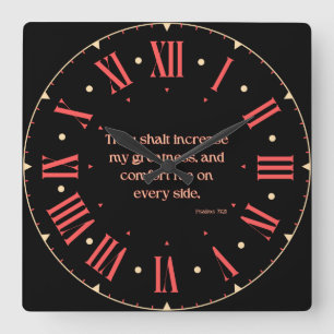 Horloge Carrée Psaumes 71:21 KJV verset biblique chiffre romain