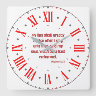 Horloge Carrée Psaumes 71:23 KJV Bible Verse Numéros romains