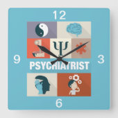 Horloge Carrée Psychiatre Professionnel Iconique Conçu (Recto)