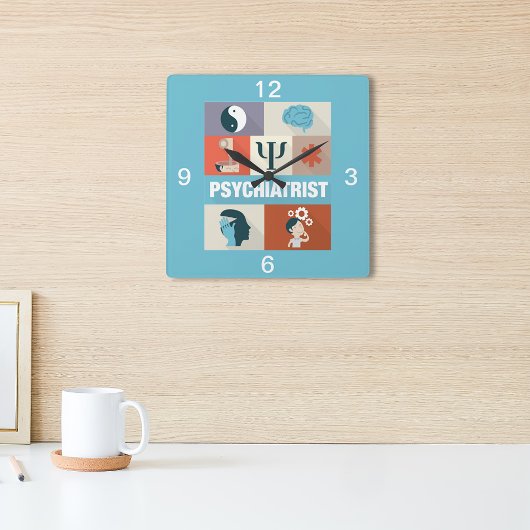 Horloge Carrée Psychiatre Professionnel Iconique Conçu