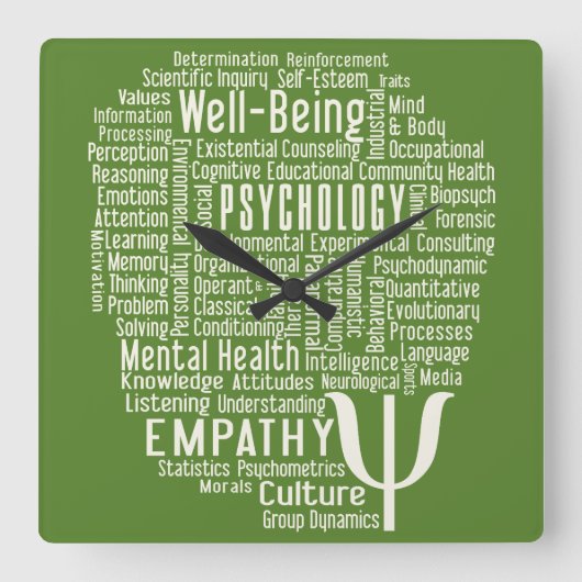 Horloge Carrée PSYCHOLOGUE Word Cloud custom color wall clock (Recto)