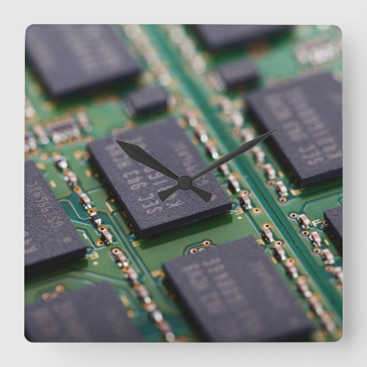 Horloge Carrée Puces de mémoire de l'ordinateur (Recto)