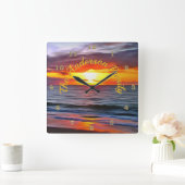 Horloge Carrée Puerto Sunset 1739 (Maison)